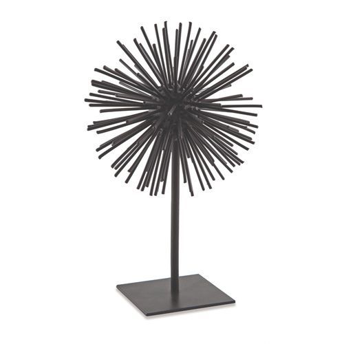ESCULTURA OURICO PRETO EM METAL 31.5x20x21CM