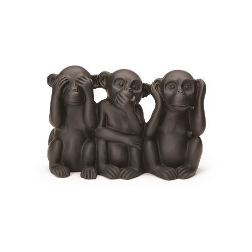 ESCULTURA MACACOS EM CIMENTO 12x18x8CM