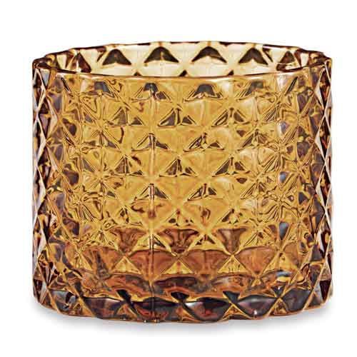 PORTA-VELAS AMBAR EM VIDRO 5.5CM X 7CM