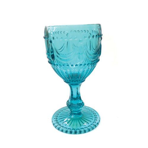 TAÇA EN VIDRO TURQUESA E LILAS