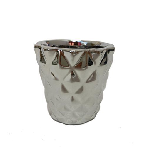 MINI VASO CACHEPOT PRATA EM CERAMICA 7X7.5CM