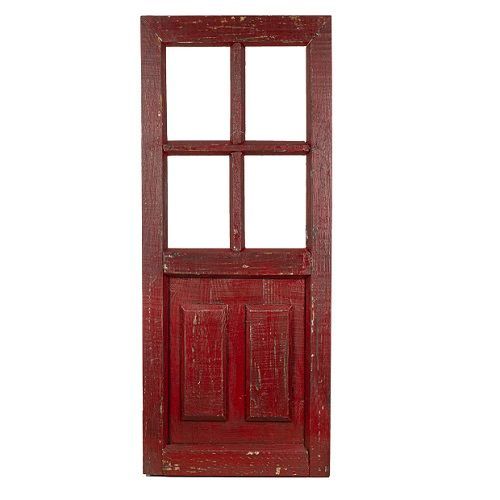 PORTA RUSTICA JANELA VERMELHA 90X37CM