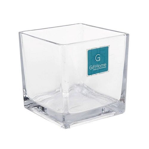VASO QUADRADO DE VIDRO 12X12CM