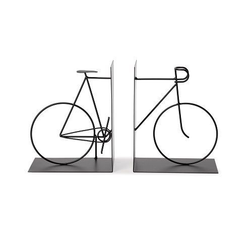 APARADOR DE LIVRO BICICLETA EM METAL PRETO 19X30X10CM