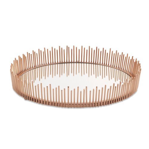 BANDEJA EM METAL COBRE COM ESPELHO G 6X31X31CM