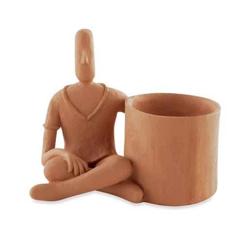 CACHEPOT HOMEM TERRACOTA SENTADO