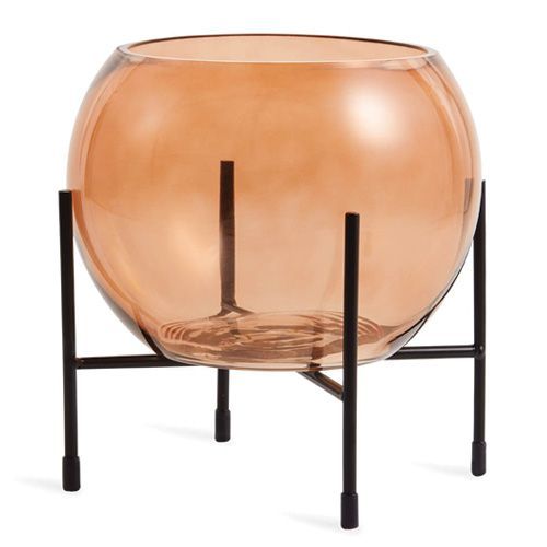 VASO EM VIDRO COM SUPORTE 19.5CM