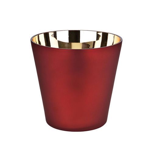 VASO DE VIDRO DECOR VERMELHO DOURADO