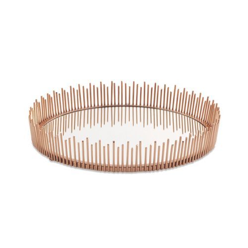 BANDEJA EM METAL COBRE COM ESPELHO P 6X25X25CM