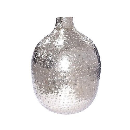 VASO BOJUDO METAL PRATA 30CM