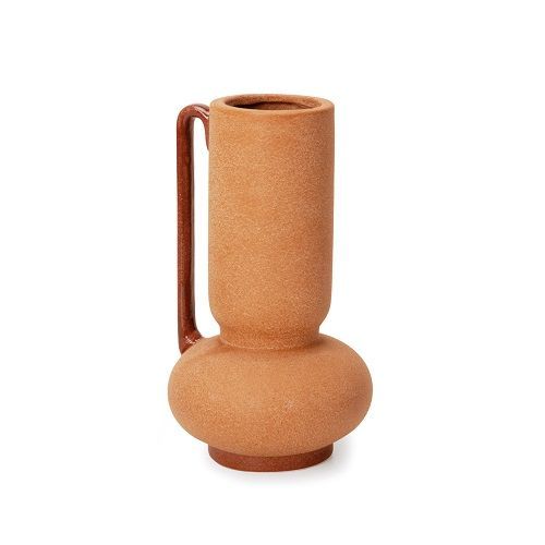 VASO EM CERAMICA MARROM  24.5X14.5X14.5CM