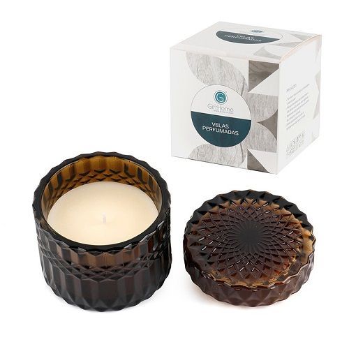 VELA PARAFINA C/SUPORTE VIDRO 8.5X8.5CM.