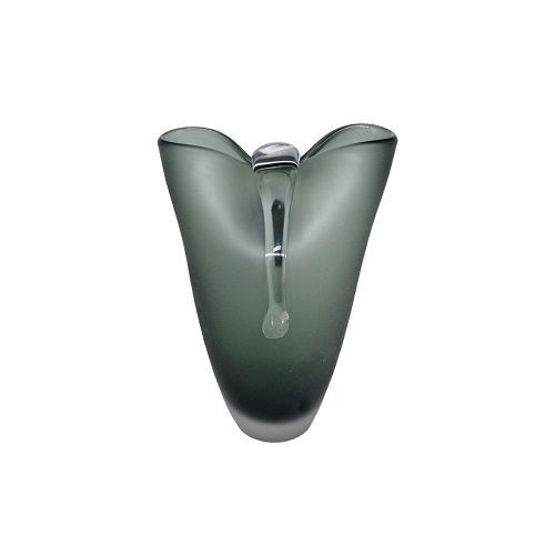 VASO MURANO VIDRO FOSCO BOW CINZA 25X17X14CM