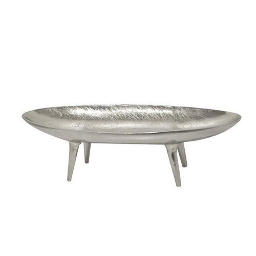 CENTRO MESA METAL PRATA OVAL PE 39X12CM
