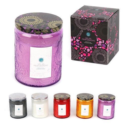 VELA PARAFINA C/SUPORTE DE VIDRO 7X8.8CM