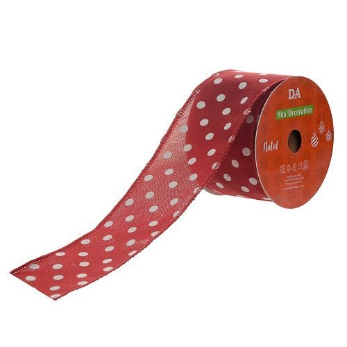 FITA ARAMADA LINHO VERMELHO POA 6.3CM x9.14M