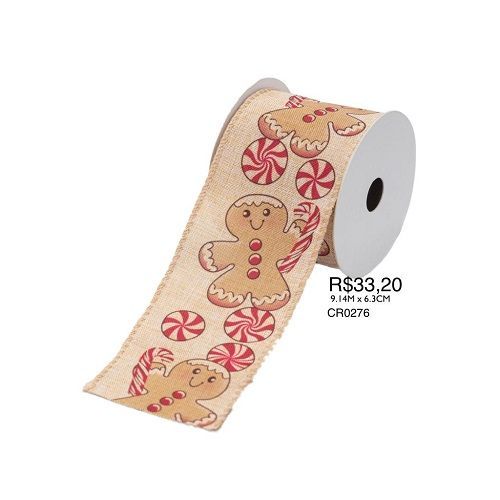 FITA NATALINA DECORADA 9.14M X 6.3CM