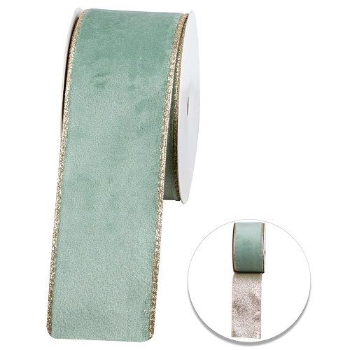 FITA NATALINA VERDE AVELUDADO DUPLA FACE 9.14M X 6.3CM