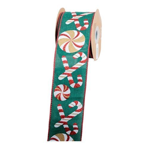 FITA NATALINA VERDE DECORADA 9.14M X 6.3CM