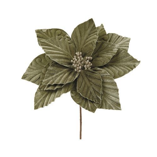 FLOR POINSETTIA TRABALHADA VERDE 20CM