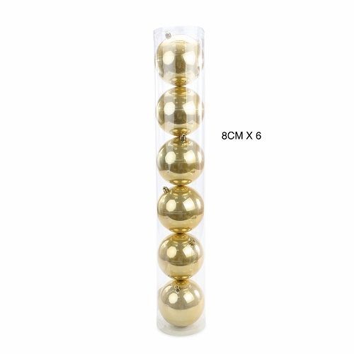 BOLA PEROLADA DOURADO 8CM C/6