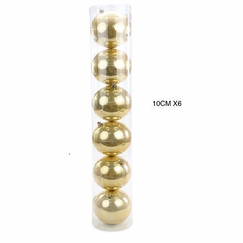 BOLA PEROLADA DOURADO 10CM JG C/6