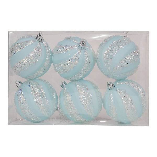 BOLA LISTRA GLITTER AZC 8CM JG C/6