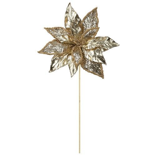 POINSETIA DOURADA COM BRILHO 60CM