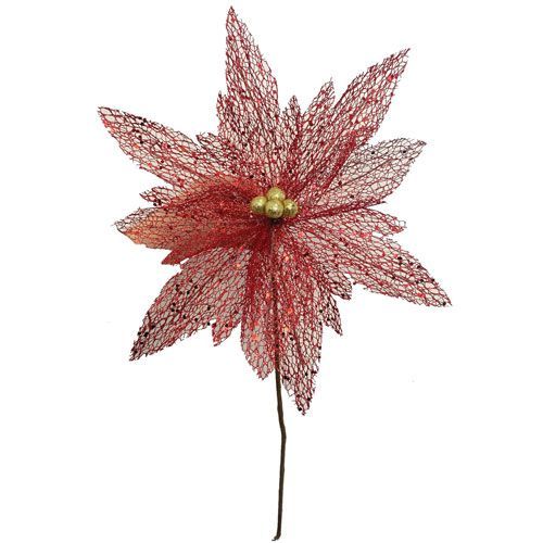 HASTE POINSETTIA TELADA VERMELHO 30CM