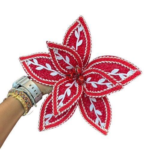 FLOR NATALINA VERMEHA COM BRANCO 26CM