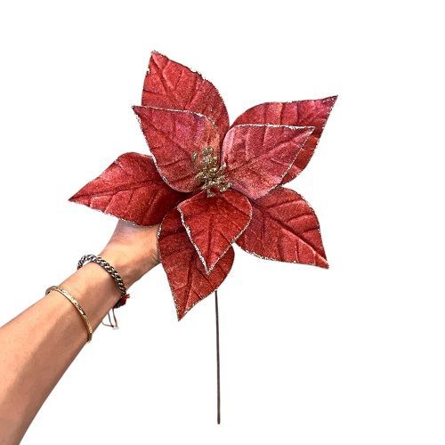HASTE POINSETTIA ROSE DECOR 38.5X25CM
