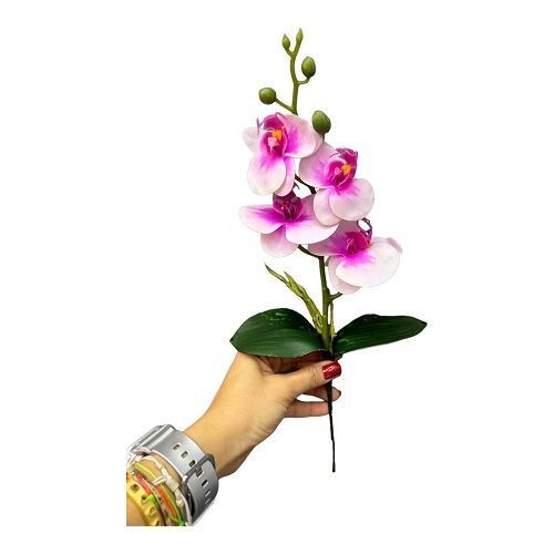 HASTE DE ORQUIDEA 3D PEQUENA C/ FOLHA (toque real)