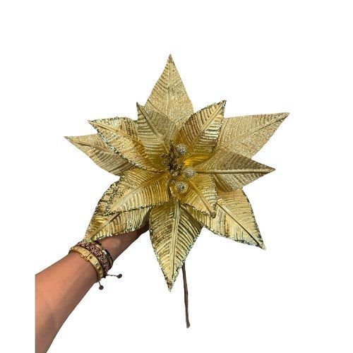 HASTE FLOR DE NATAL SHINNY 28X30CM DOURADO