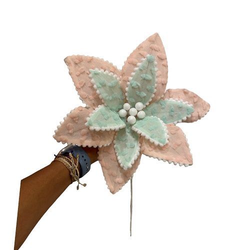 FLOR NATALINA 30CM AZUL E ROSA