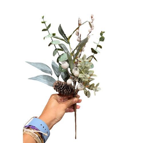 HASTE PICK COM PINHO COM BERRY BRANCA 40CM