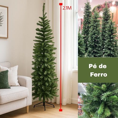 ARVORE DE NATAL SLIM 210CM C/750 GALHOS