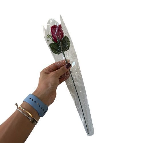 BOTAO DE ROSA VELUDO UNITARIO EMBALADO32CM