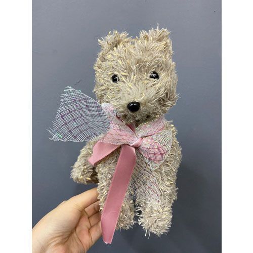 CACHORRO MARROM C/ LACO ROSA DELUXE