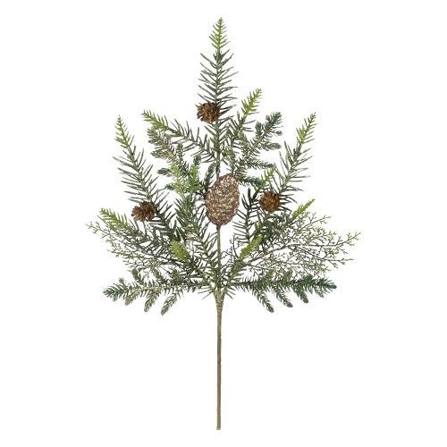 HASTE FOLHAGEM GLITTER COM PINHA 48CM