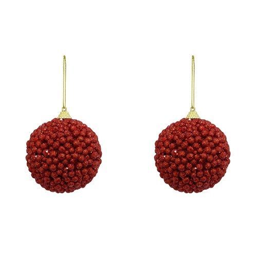 BOLA NATAL VERMELHO C/2 DIAM. 10CM