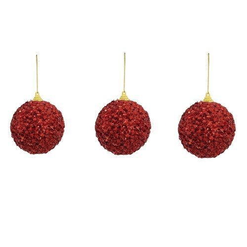 BOLA DECORADA VERMELHO C/3 DIAM.8CM