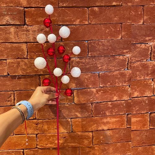 HASTE NATALINA BRANCO E VERMELHO - ALT 24 CM