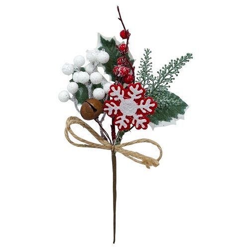 PICK NATAL BERRY FLOCO DE NEVE E GUIZO 26CM