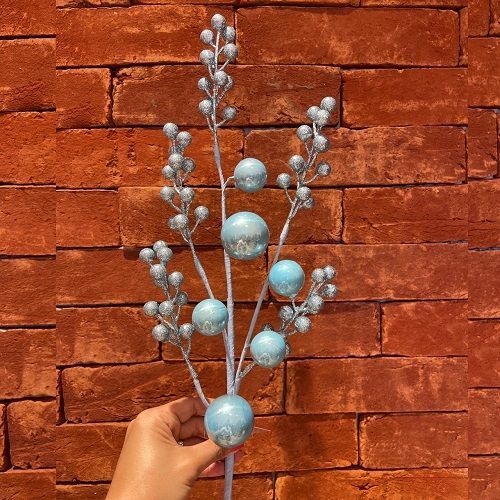 HASTE NATALINA AZUL COM GLITTER - ALT 28 CM