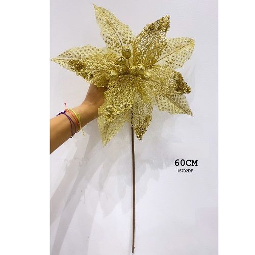 HASTE POINSETIA DOURADA 45CM
