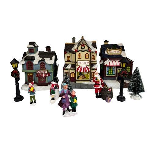 JOGO 3 VILAS NATALINAS COM LUZ 14CM