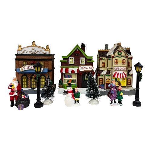 JOGO 3 VILAS NATALINAS COM LUZES 14CM