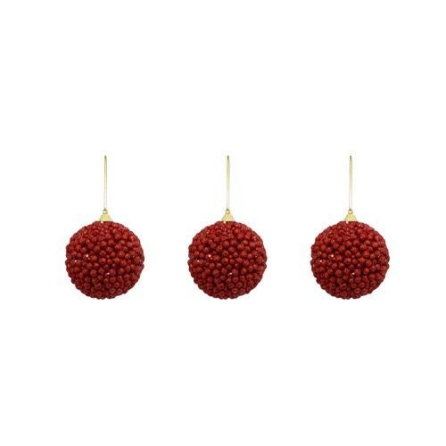 BOLA NATAL VERMELHO C/3 8CM