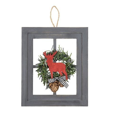 PENDENTE JANELA CINZA COM GUIRLANDA 20CM X 17CM