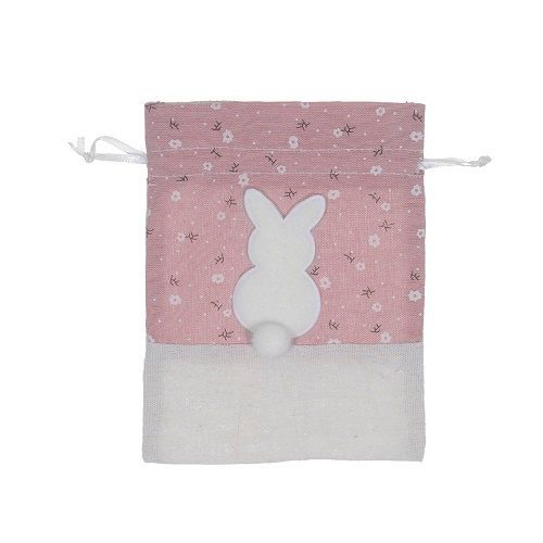 PASCOA EMBALAGEM COELHO TECIDO ROSE 17X13CM